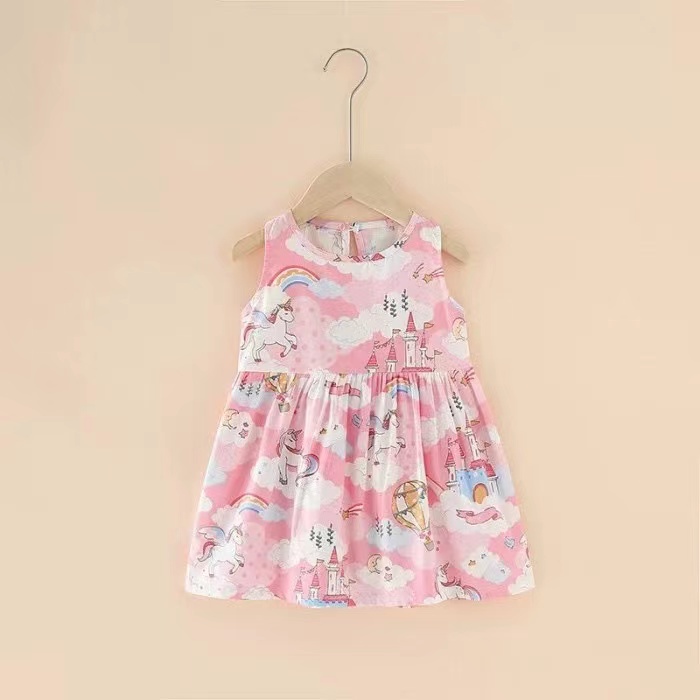 KF CAT Dress Anak Perempuan Import / Printed Dress Anak Cewek /Gaun Anak Bahan Katun Gaya Kasual Untuk Usia 3bulan - 3 tahun-8