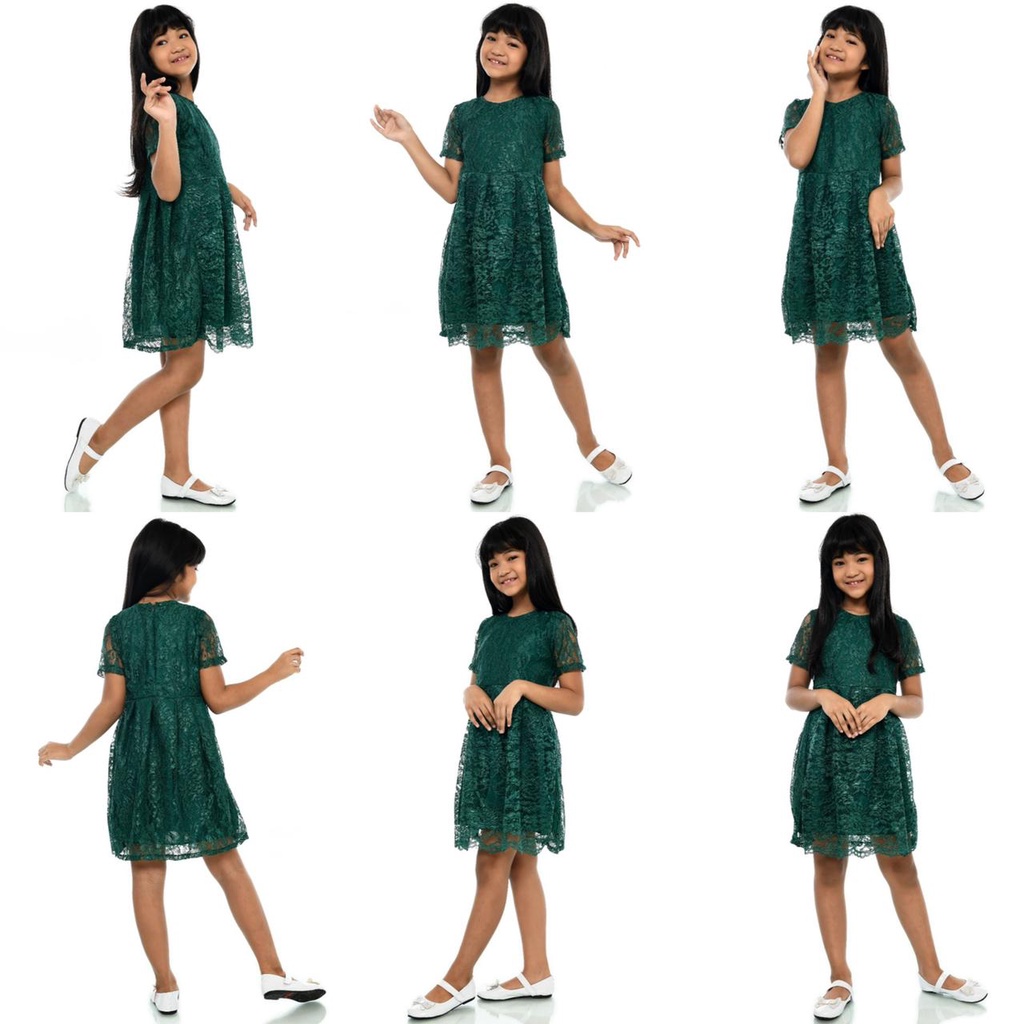 (Jamin RealPict) Dress Brukat Cord Princess Anak Perempuan 5-8th Brokat IMLEK Tebal Dres Cewek