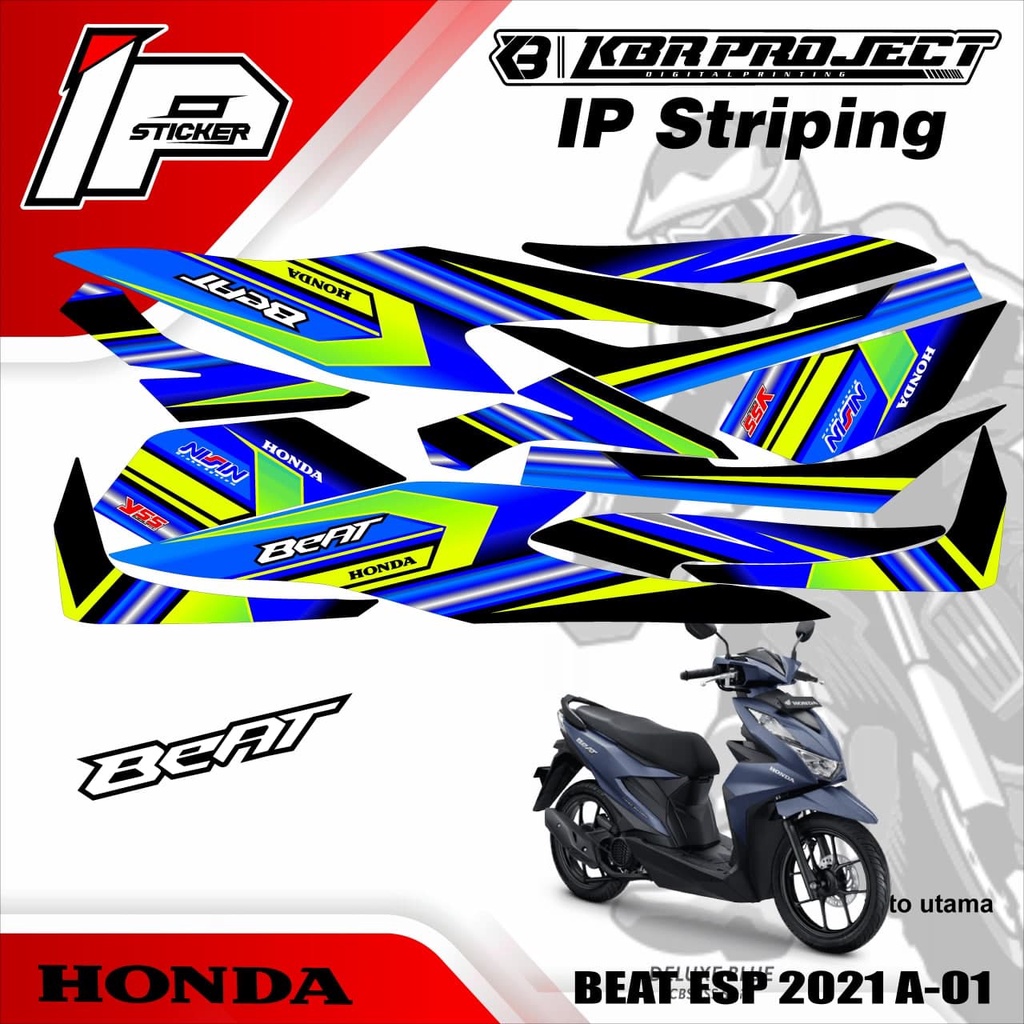 BEAT ESP 2021 striping BEAT ESP 2021 motor HONDA motor sticker variasi Racing A-01 (cod) stiker motor