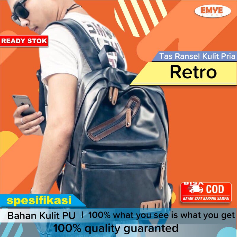 Tas Ransel Kulit Pria Backpack Pria Tas Kulit Pria (RETRO)
