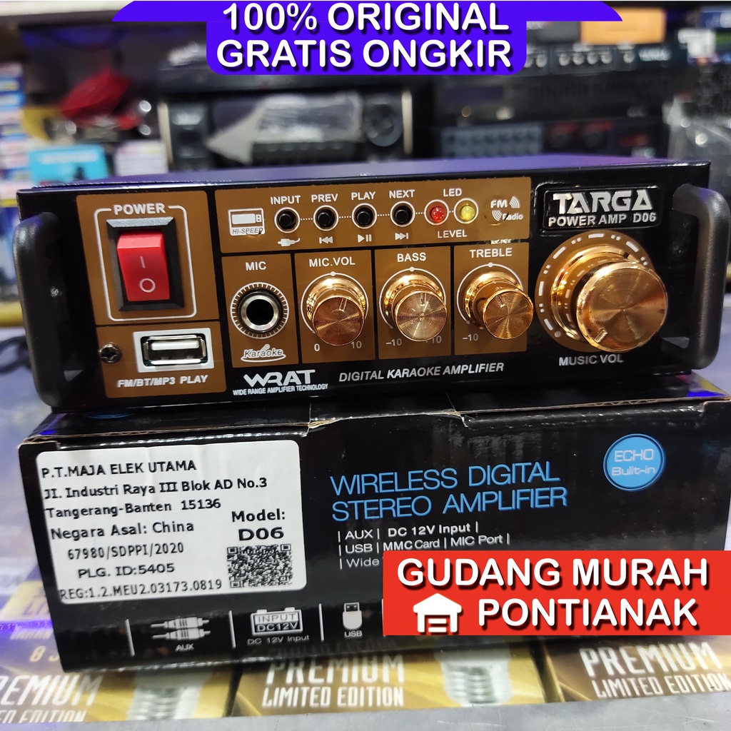 Amplifier Power Bluetooth Targa Mini bisa untuk rumahan atau untuk mobil motor kendaraan AC DC