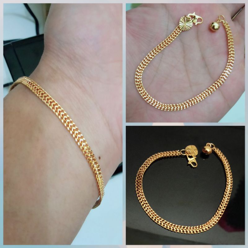 Gelang tangan xuping motif tikar uk17cm warna 24K