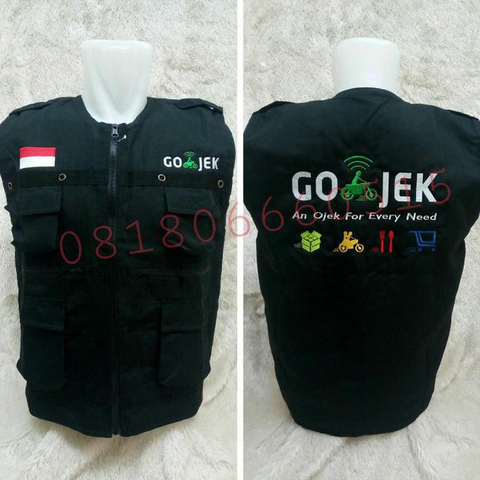 JAKET ROMPI BORDIR GOJEK - Hitam, XXXL Kode 543
