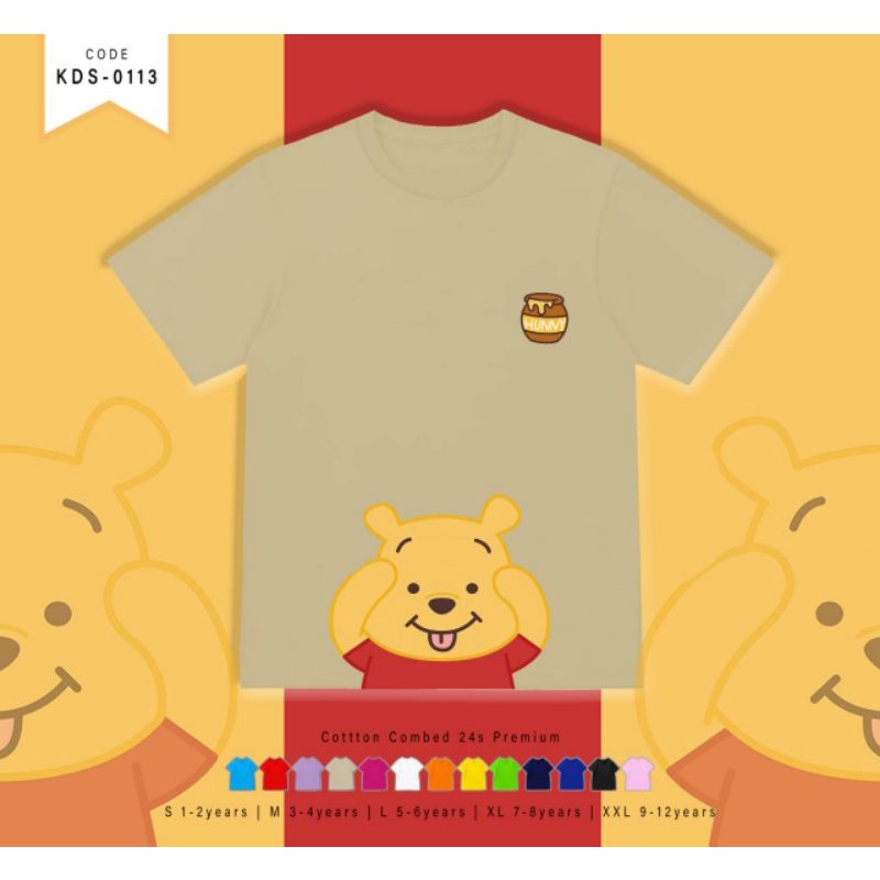 KAOS ANAK WINNIE THE POOH 100% KATUN/BISA COUPLE DNG DEWASA