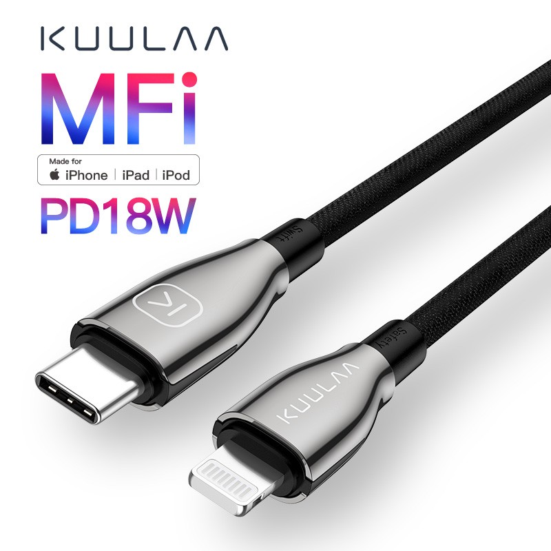

KUULAA Kabel Lightning USB C ke Lightning 18W untuk iPhone x / 8 / X / 8 / XR / iPad