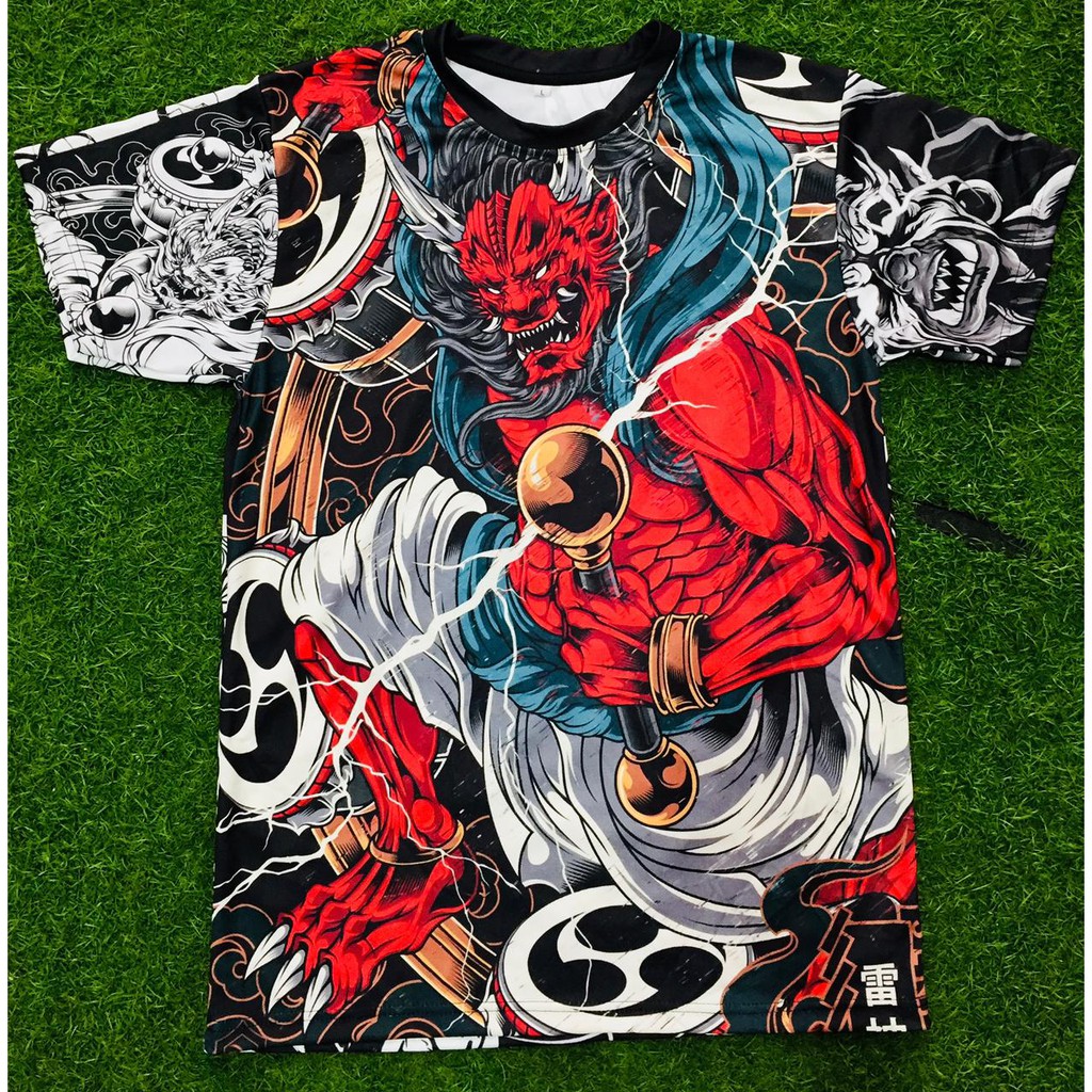 Tshirt Raijin Japanese Myth God Of Thunder Lightning and Storms Fullprint Anime Manga Premium Dryfit