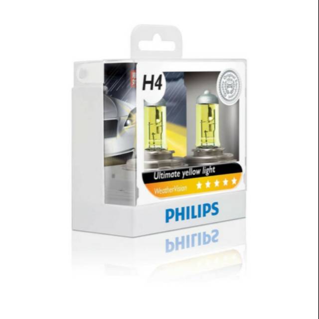 Philips Weather Vision 2.900K H4 FIT 100 / 90W Bohlam Lampu Mobil kuning