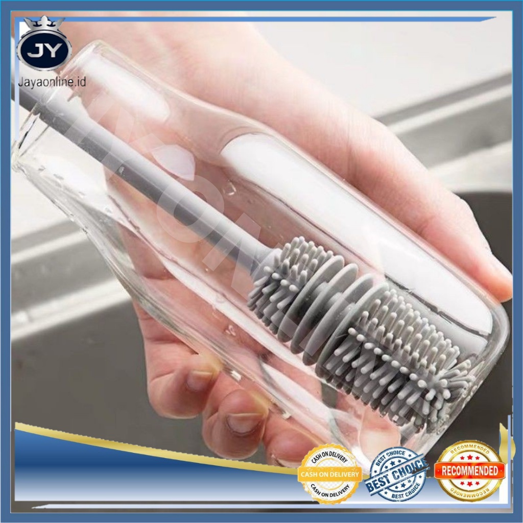 JY Sikat Botol Susu Silikon / Brush Gagang Panjang / Pembersih Alat Rumah Tangga / Bottle Silicone Brush