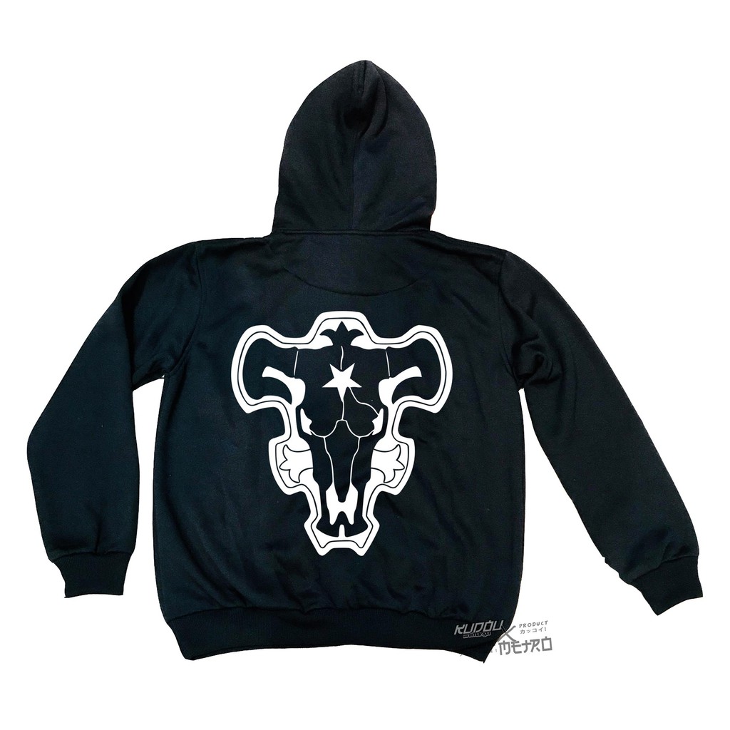 Hoodie Blackbull Black Clover Kanji Hitam Fleece