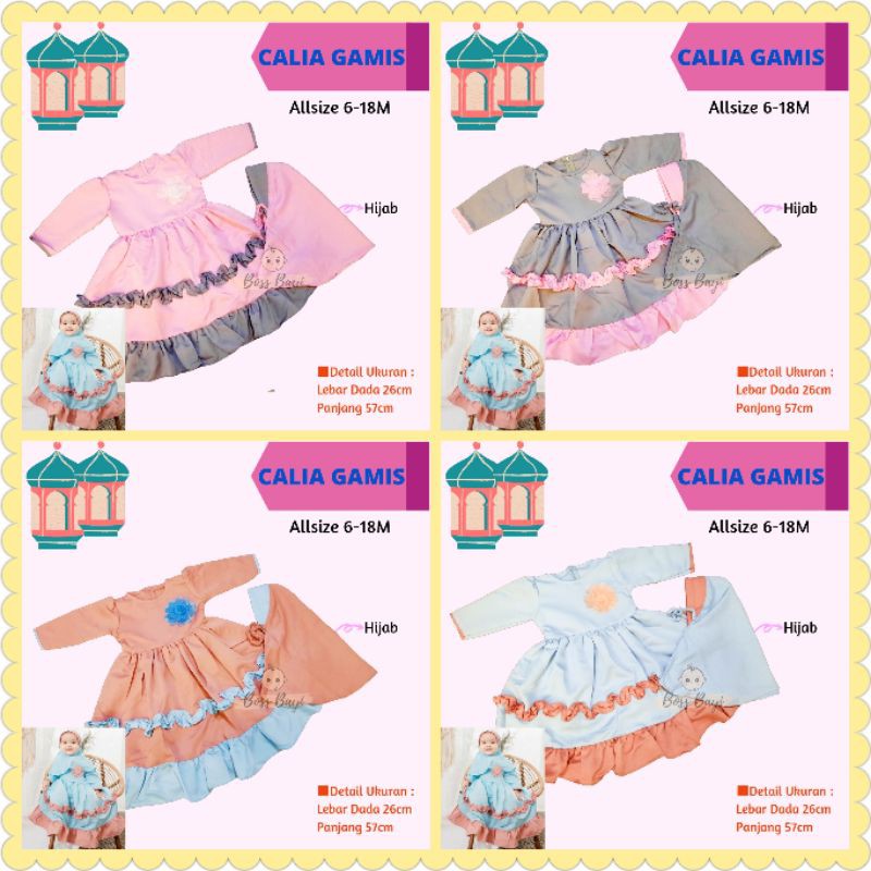 Calia Gamis Dress Anak Balita 6-18bulan / Dress Lebaran