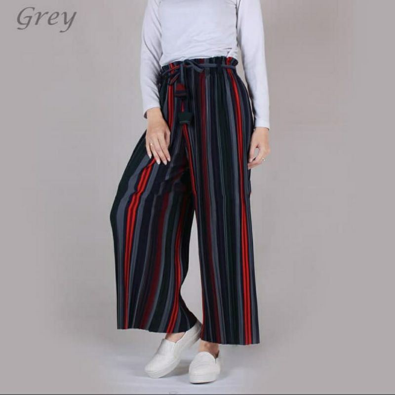 Kulot Salur Plisket Tali Panjang Bahan Premium Celana Kulot Plisket Salur Murah Jumbo