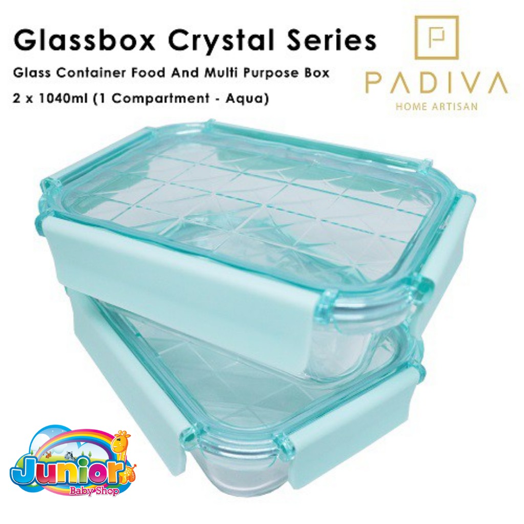 Padiva Glassbox Crystal 1040ml 2pcs Aqua/Silver/Pink