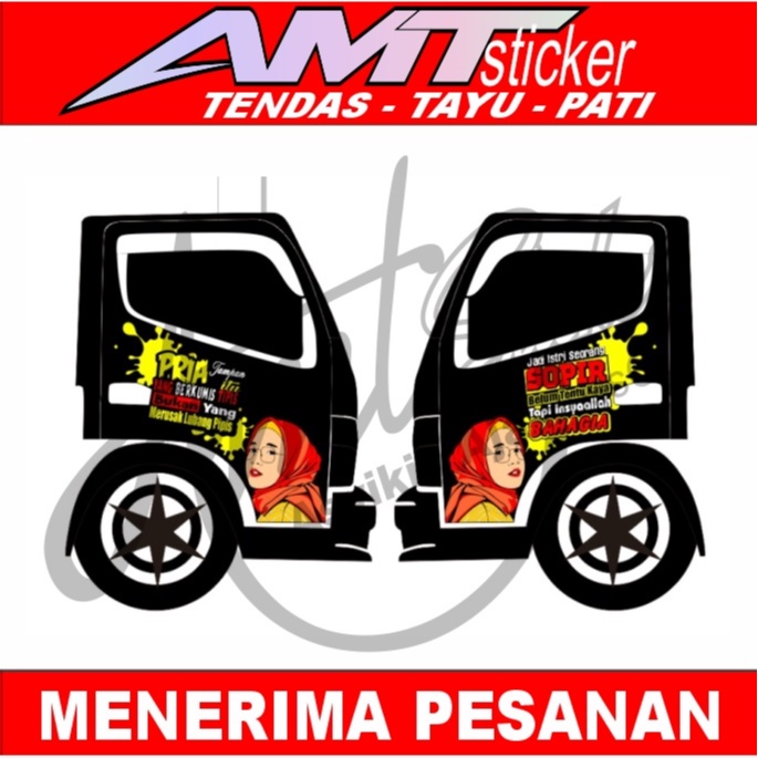 [Termurah] Stiker Decal/Cutting Tulisan Kata" Pintu Samping Truk Canter Hitam Tulisan Dan Gambar