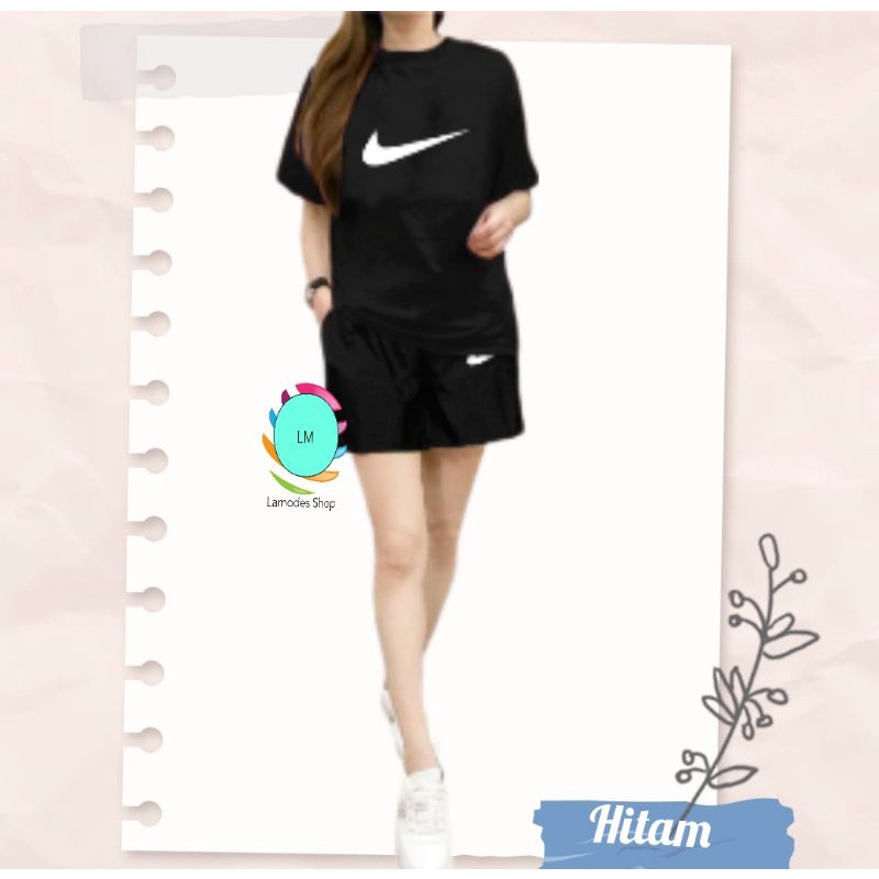 setelan santai celana pendek polos wanita