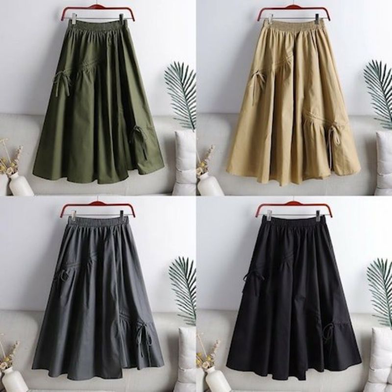 DANIELA SKIRT - Rok serut bahan linen