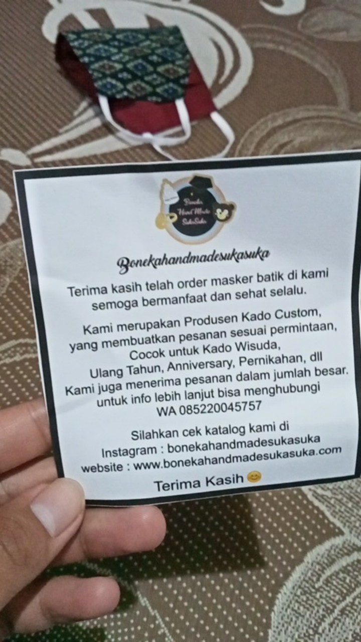 Masker Batik Solo Bisa Lapis Isi Tisu Model Cantol Telinga / Hijab / Masker Cowok / Masker Headloop