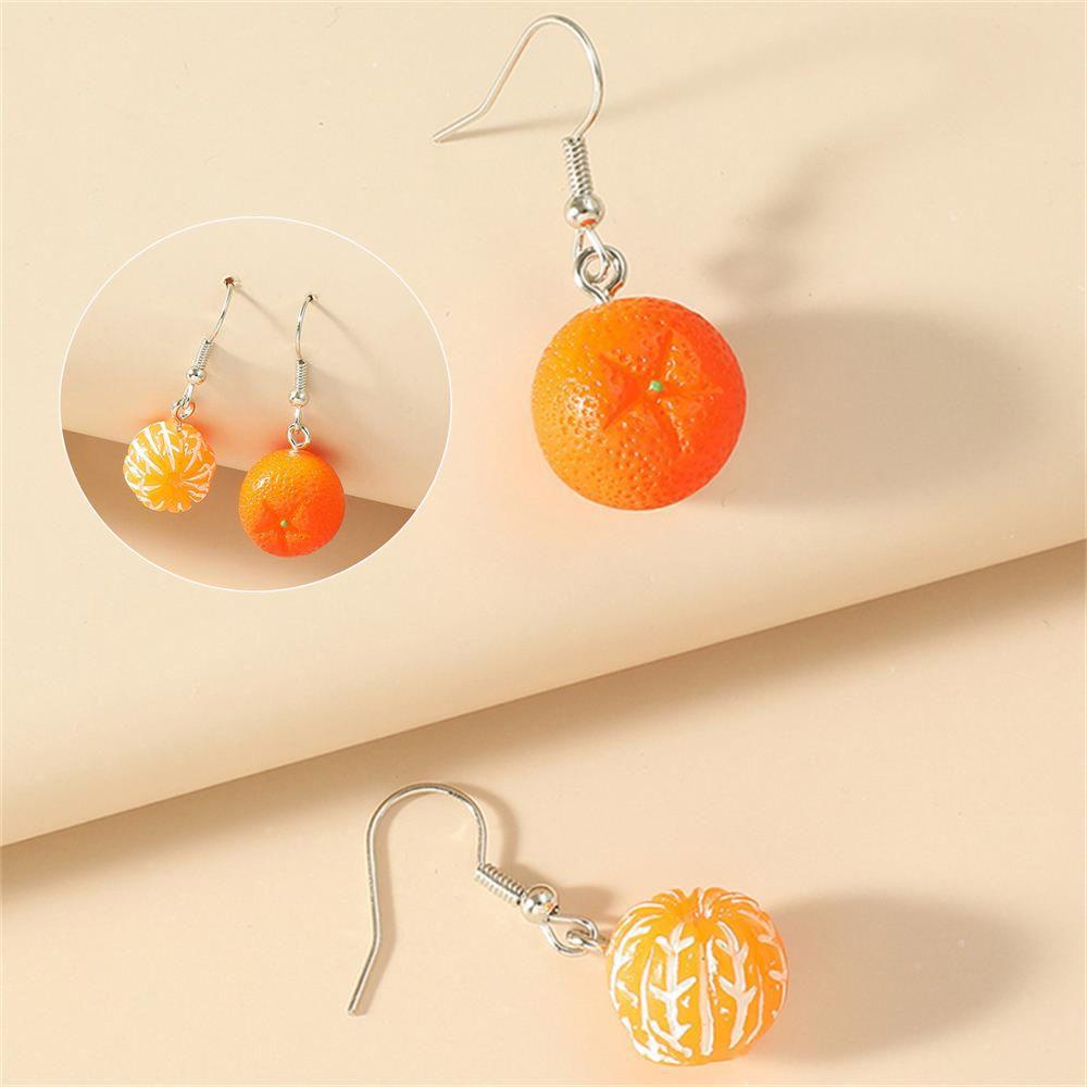 R-flower Orange Anting Lucu Perhiasan Hadiah Akrilik Menjuntai Kait Stud