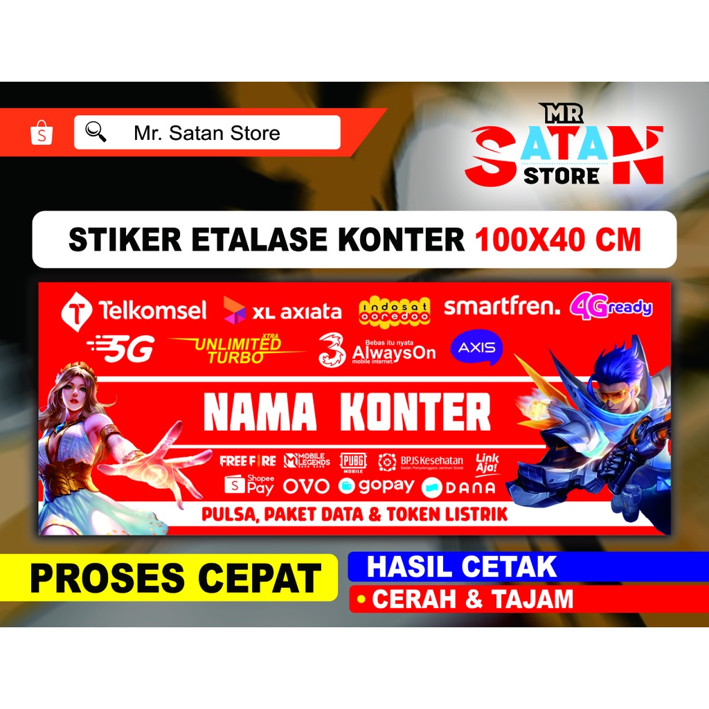 

STIKER ETALASE KONTER UKURAN 100X40