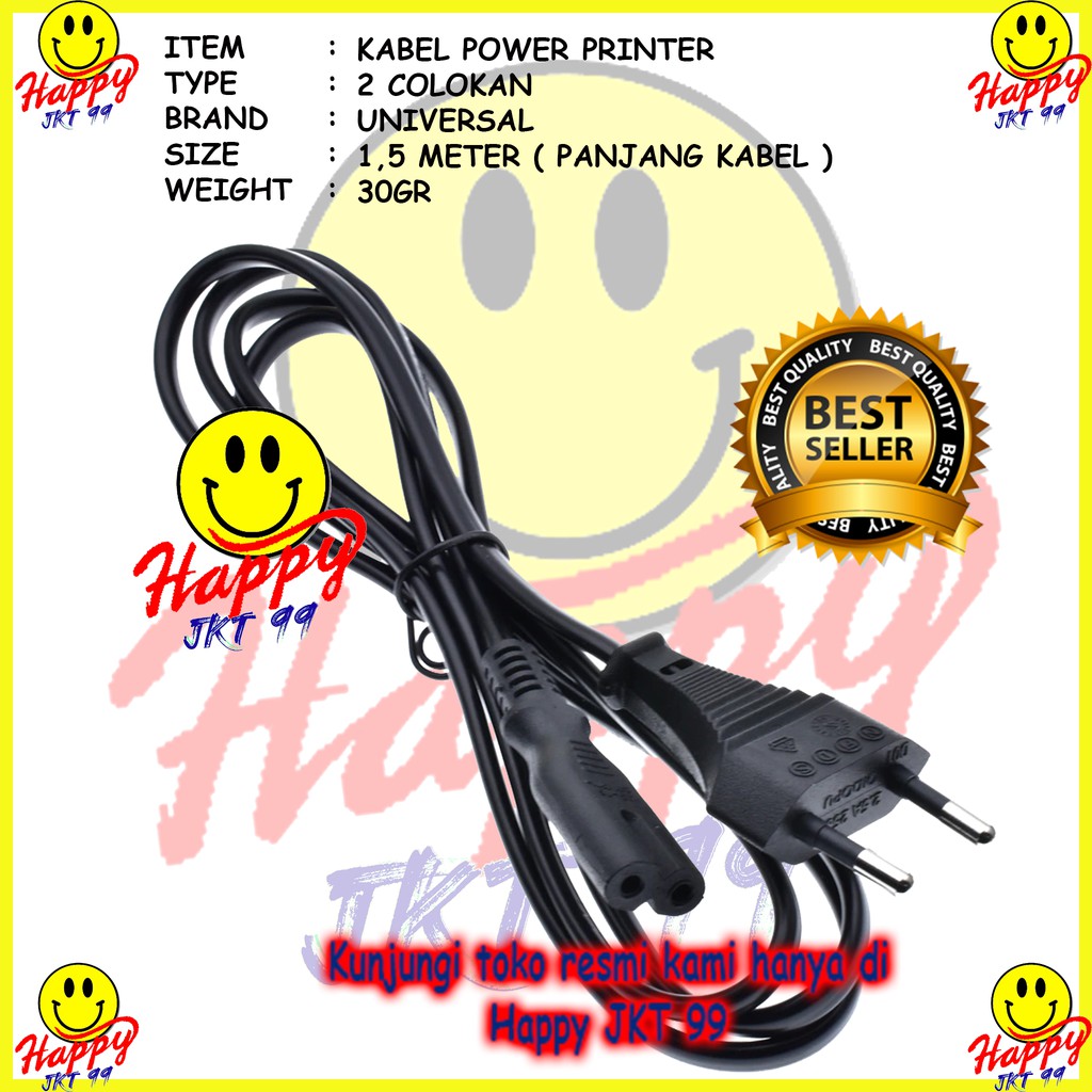 [ HAPPY JKT 99 ] KABEL POWER PRINTER 1.5M 1.5 M ORIGINAL