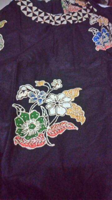 Tunik Aserehe Adona Hitam Big Size Jumbo Batik Modern Seragam Kantor