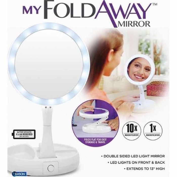 My Foldaway Mirror Cermin LED Lipat Kaca Rias MakeUp LED 10X K218