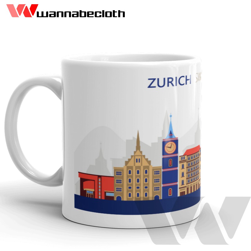 Gelas Zurich Switzerland Mug Zurich Switzerland Souvenir Zurich Switzerland Mug World City Zurich