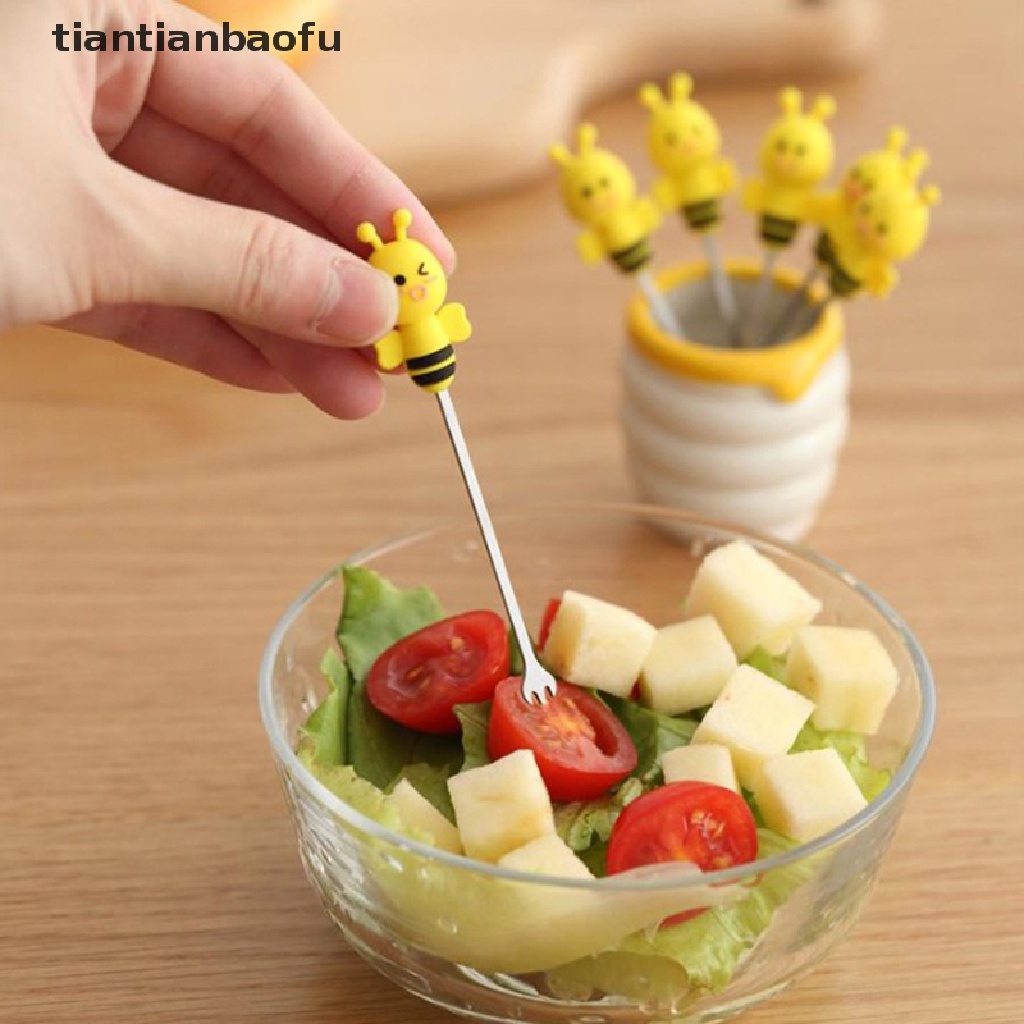 6 Pcs / set Garpu Buah Madu Bahan Stainless Steel Untuk Anak