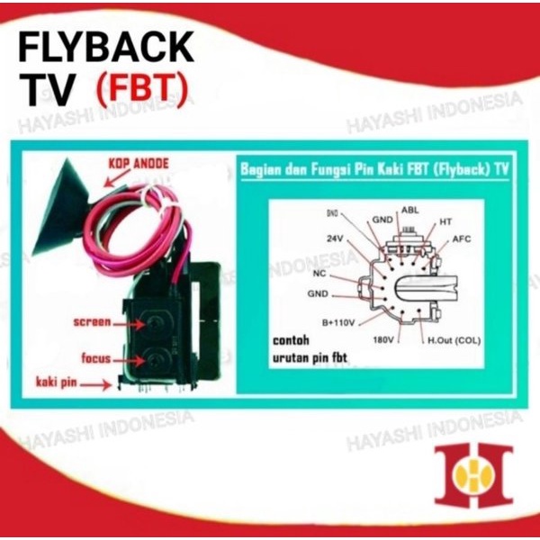 Flyback Playback FBT TV Polytron Sharp JF0501 19577 19587 32601 38534