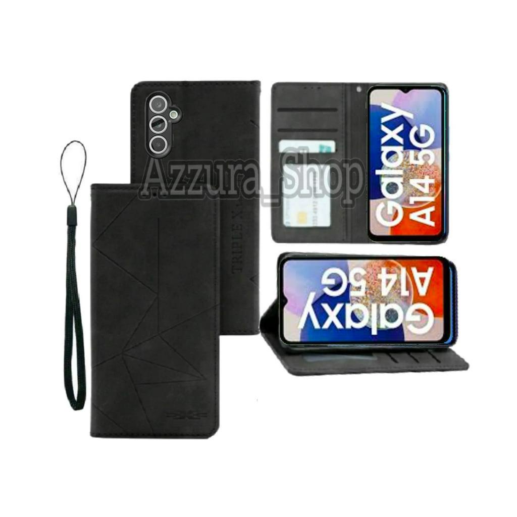 Flip Magnet Kulit  Untuk SAMSUNG GALAXI A14 5G Flip Cover Leather Premium Casing HP
