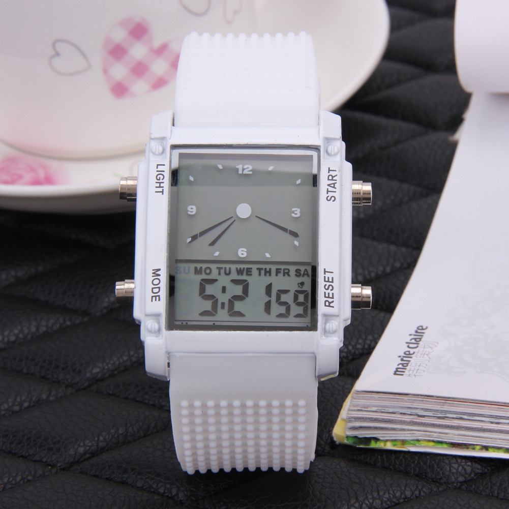 Jam Tangan Pria Wanita Dual Digital 5 LED Light Original Anti Air (FREE BOX)