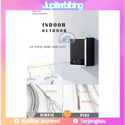 JUPITERBIBING Jemuran Baju Portable Indoor Outdoor Retractable Tali Clothesline Bahan Stainless