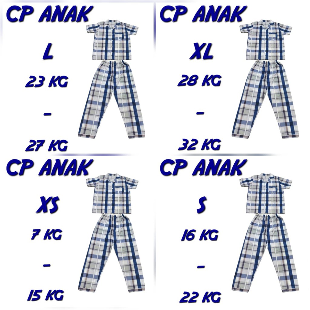 PIYAMA BAJU TIDUR KATUN COWOK/PRIA COUPLE AYAH DAN ANAK COWOK MOTIF KOTAK JOSEPH BROWN AND BLUE