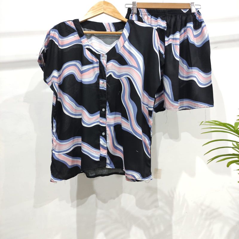 PIYAMA KANCING PENDEK HITS PIYAMA KANCING BUSUI | PIYAMA RAYON | HOMEWEAR-NK PD V