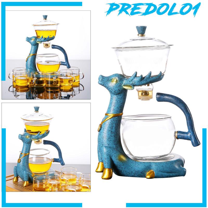 [PREDOLO1] Glass Automatic Lazy Tea Set Magnetic Rotating Bowl Teapot for Home