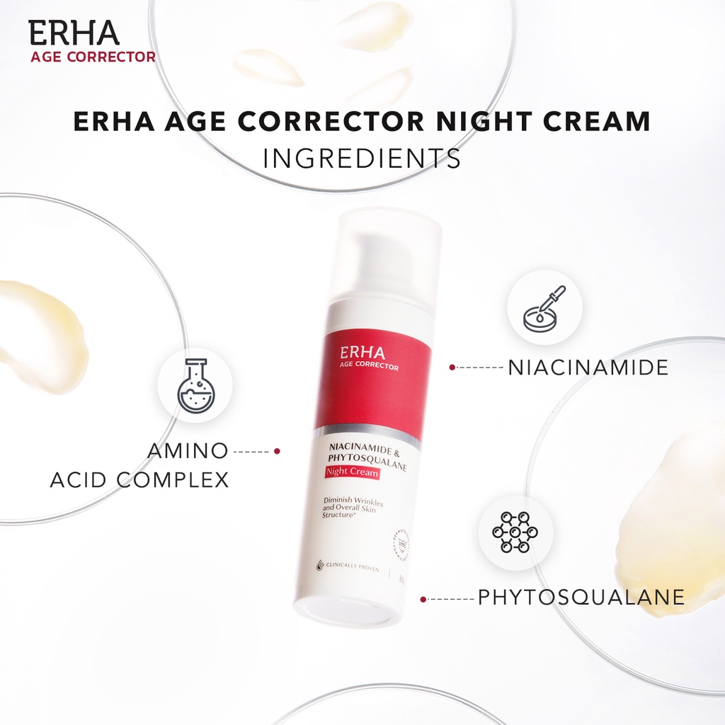 CS--ERHA Age Corrector Niacinamide &amp; Phytosqualane Night Cream 30g - Krim Malam