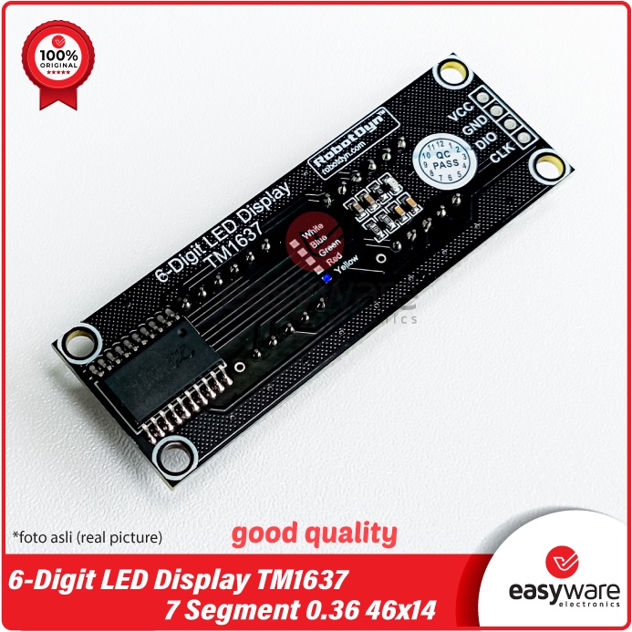 RobotDyn TM1637 6 DIGIT LED DISPLAY TUBE 7 SEGMENT 0.36 4 DIGIT 46x14