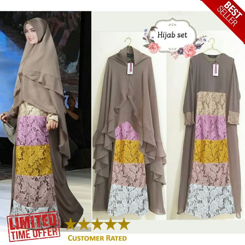HOT baju butik abela syari hijab set busana muslim pesta mewah murah