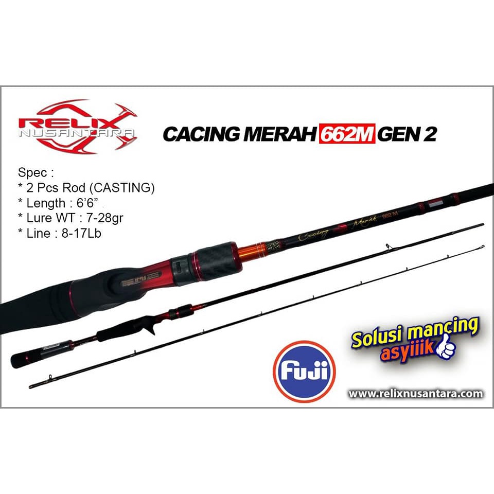 Rod BC / BAITCASTING RELIX NUSANTARA CACING MERAH GEN 2 / 662M (198cm / Line Test 8-17lbs)