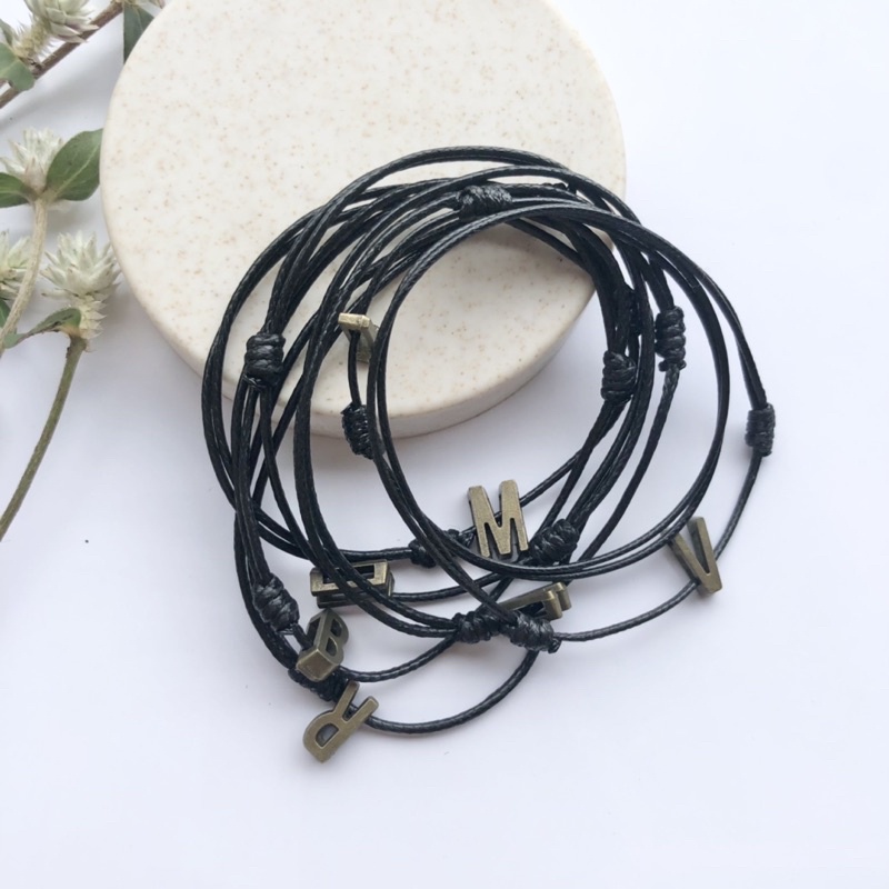 Gelang inisial huruf logam bracelet (gelang handmade/nama/huruf)