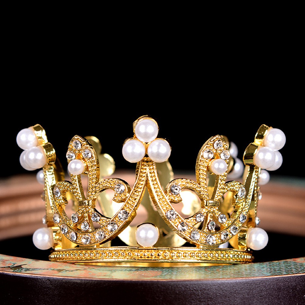 Topper Kue Bentuk Mahkota Aksen Mutiara Untuk Dekorasi Pesta Ulang Tahun