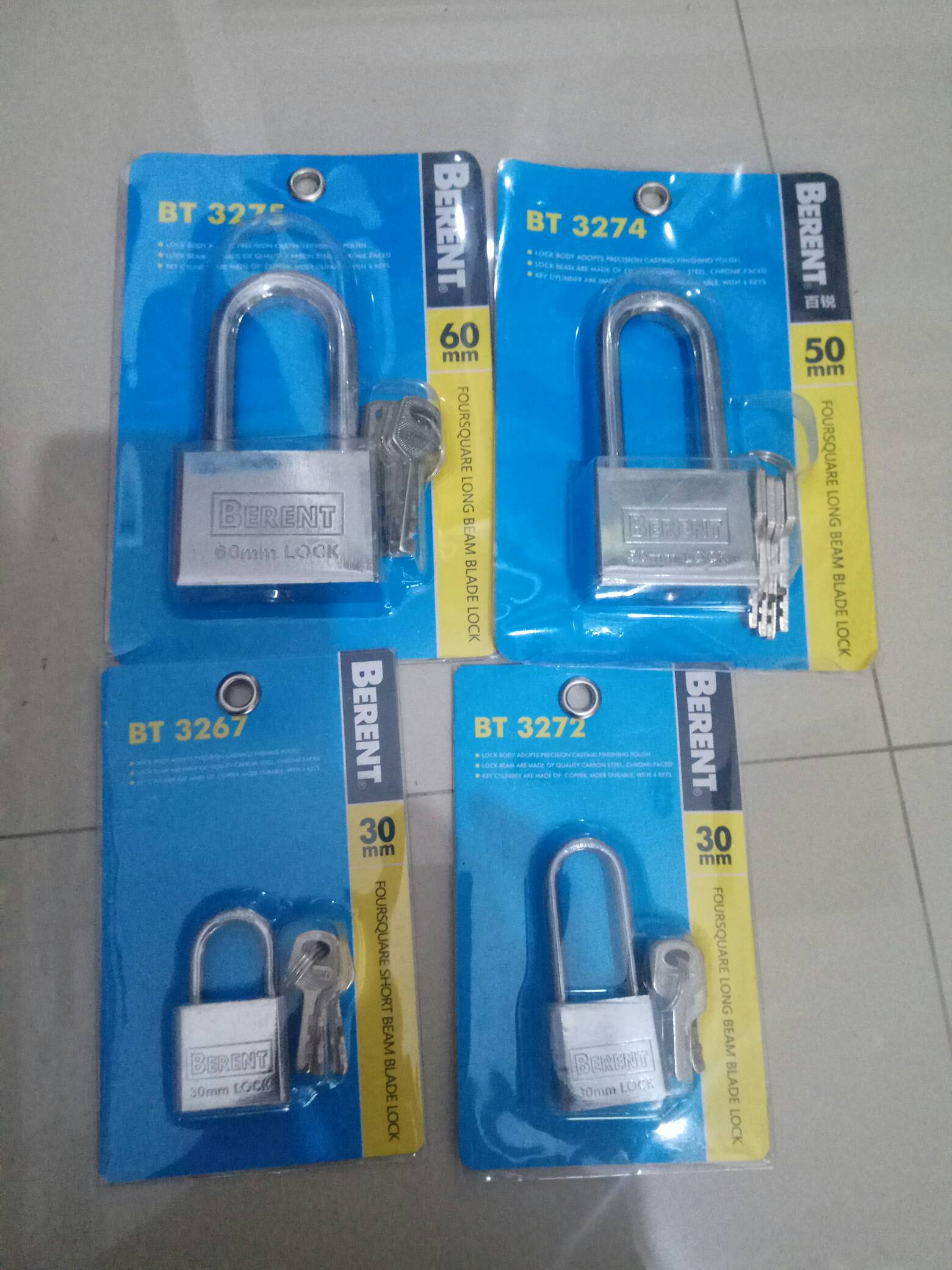 Berent Gembok Pendek Panjang 30 40 50 60 Mm 4 Kunci Stainless Steel