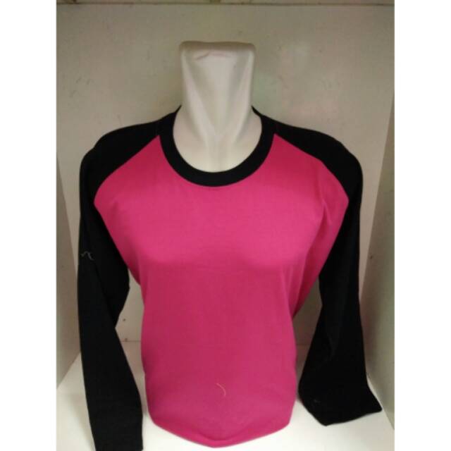 Kaos Raglan Panjang Pink Fanta - Hitam | Cotton Shirt | Kaos Polos | Kaos Cowok