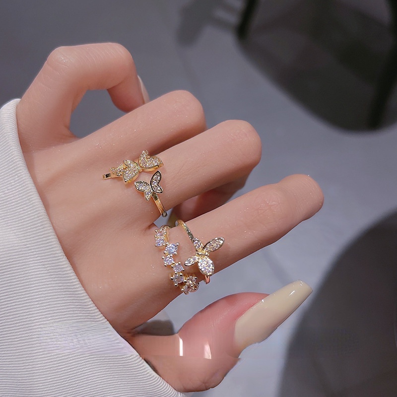 Cincin Ganda Desain Kupu-Kupu Untuk Wanita