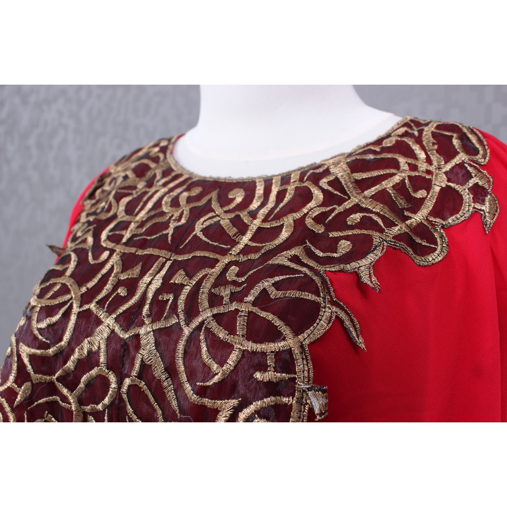 Gamis Pesta One Size Dress Bahan Sifon Bordir Terbaru Lebaran Maxi Murah gamis wanita muslim warna merah