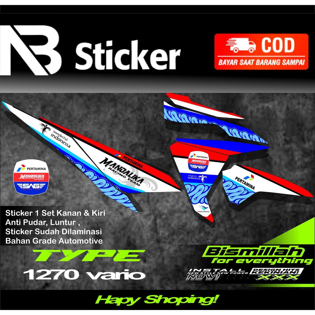 01270 Striping Stiker Vario 125 & 150 2015 2016 2017 List Variasi Mandalika Racing Team Moto Gp NABI