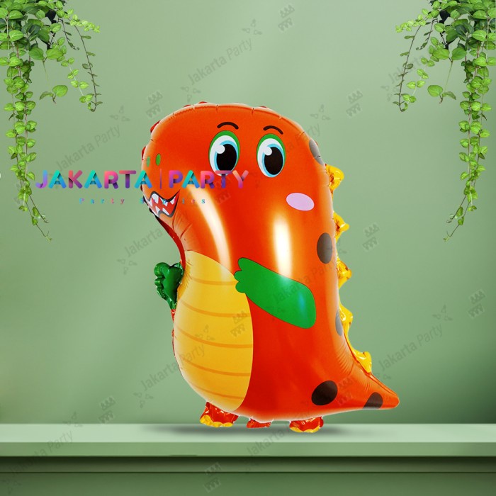 Balon Karakter Dino Cute Orange / Balon Dino Lucu / Balon Dino Kartun