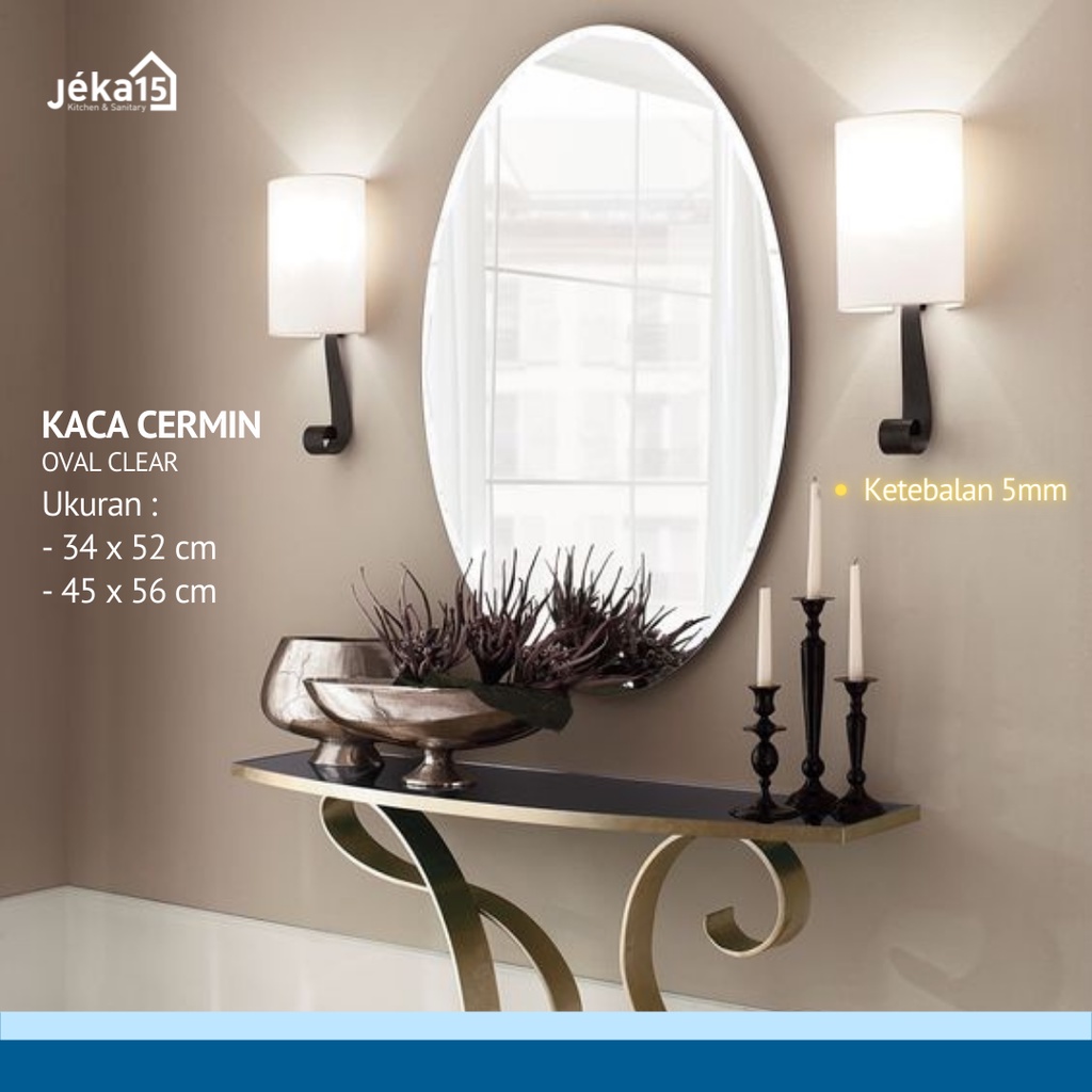 KACA CERMIN KAMAR MANDI OVAL ASAHI 5mm