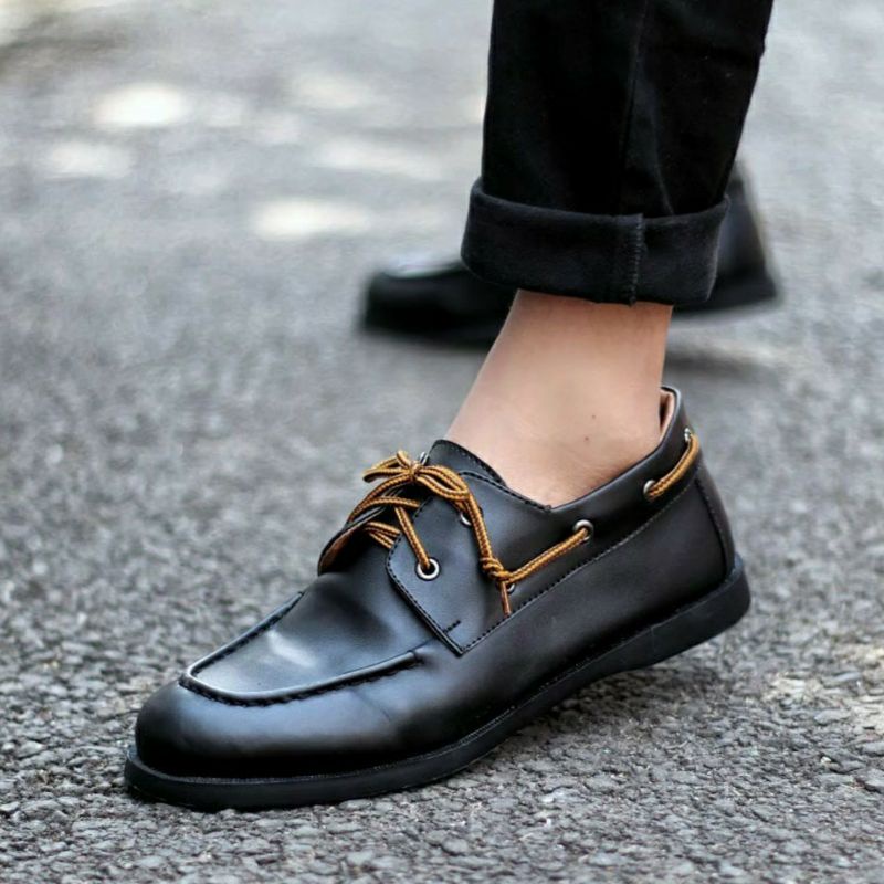 MORIRIN Sepatu Formal Pria Kerja Kantor Kasual Loafers Tali Modern Fashion Cowok