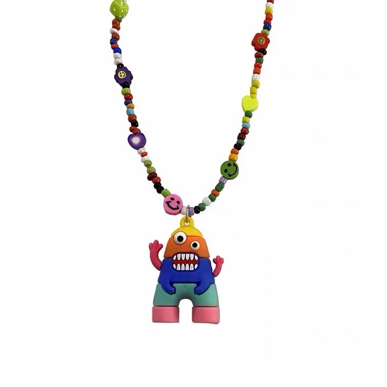 Kalung Rantai Dengan Liontin Kartun Monster Gaya Harajuku Hip Hop