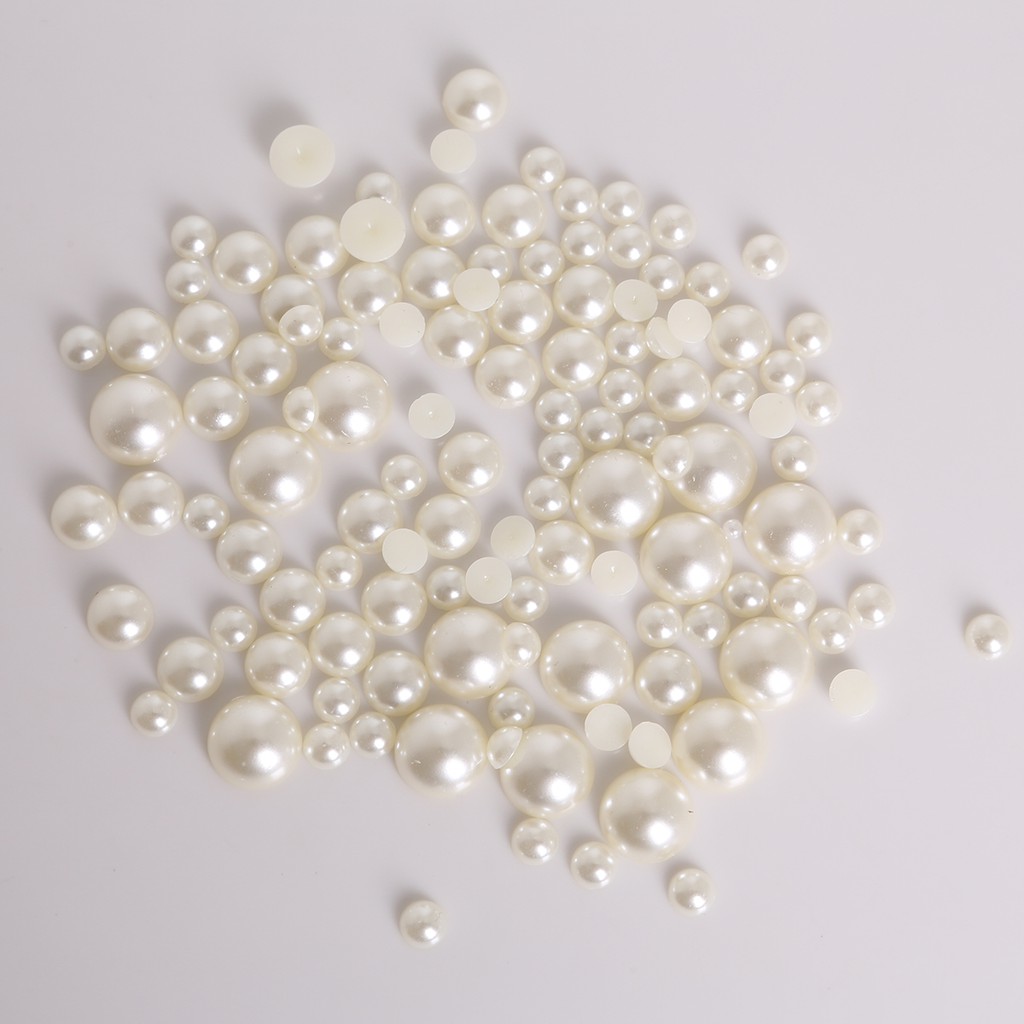 6-14 mm White/Ivory/Random Mixed Color Flatback Half Round Pearl Craft ABS Imitation Pearl Resin Scrapbook Beads DIY Decorate